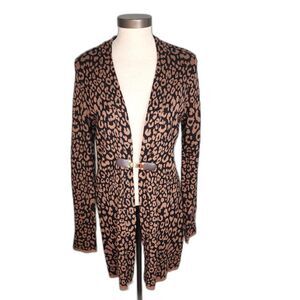 Charter Club Cheetah Print Cardigan Sweater Size M